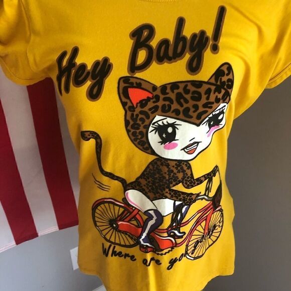 DEPT hey baby cat tee shirt vintage retro classic retro fashion coastal chic - Picture 4 of 13